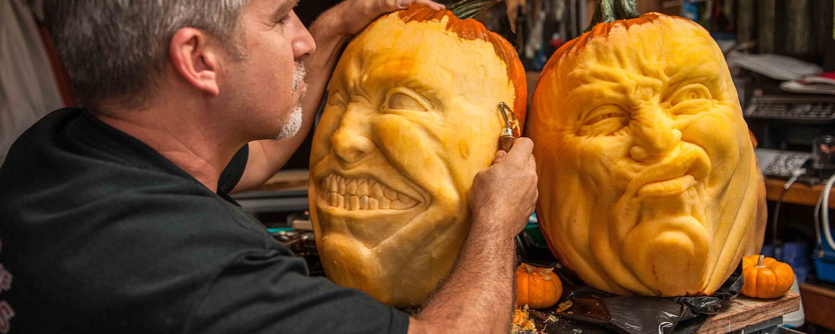 jon neill, zucche intagliate, halloween pumpkin